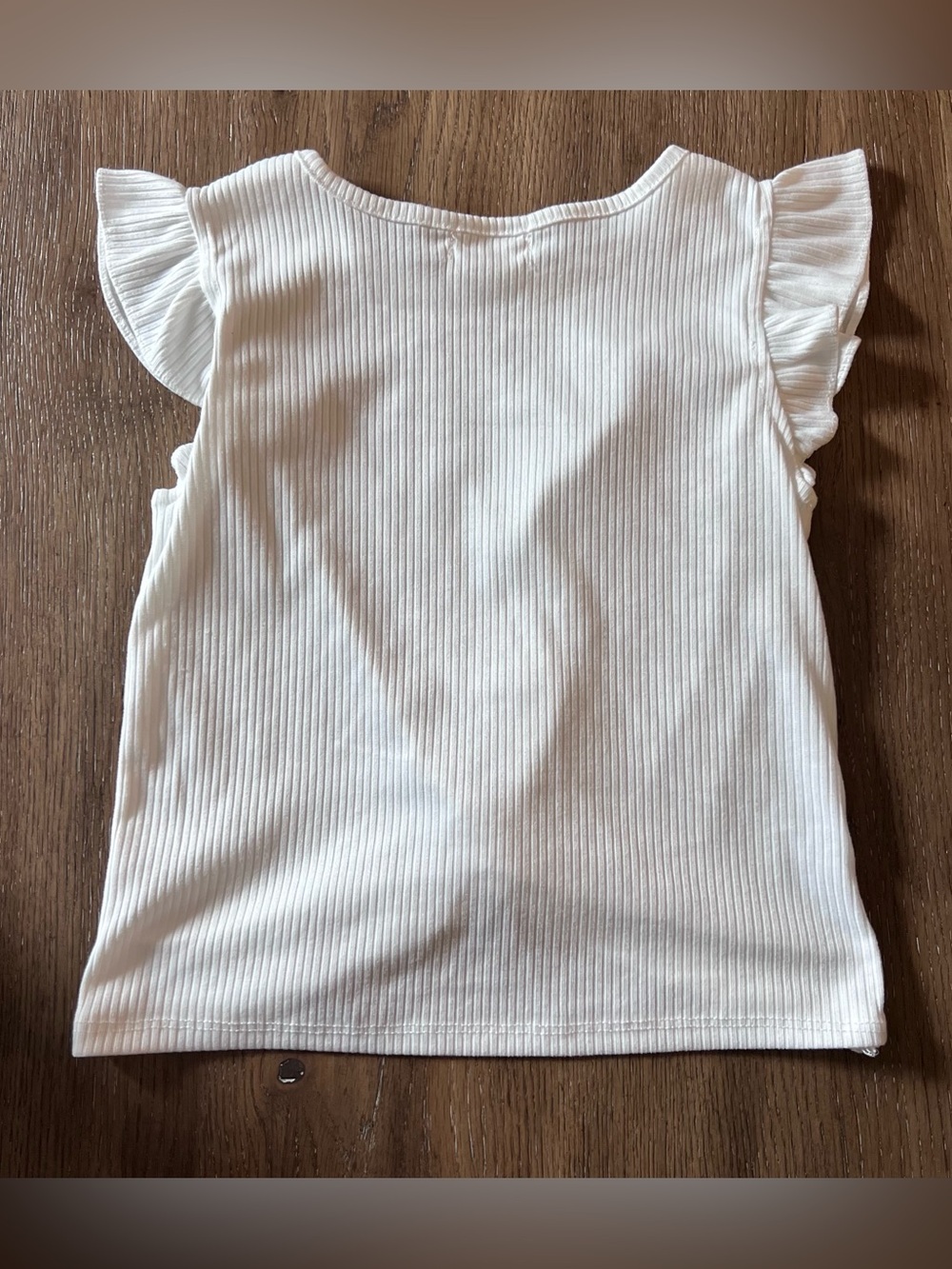 btween White Ribbed Twist-Front Top with Ruffle Trim - Picture 5 of 8